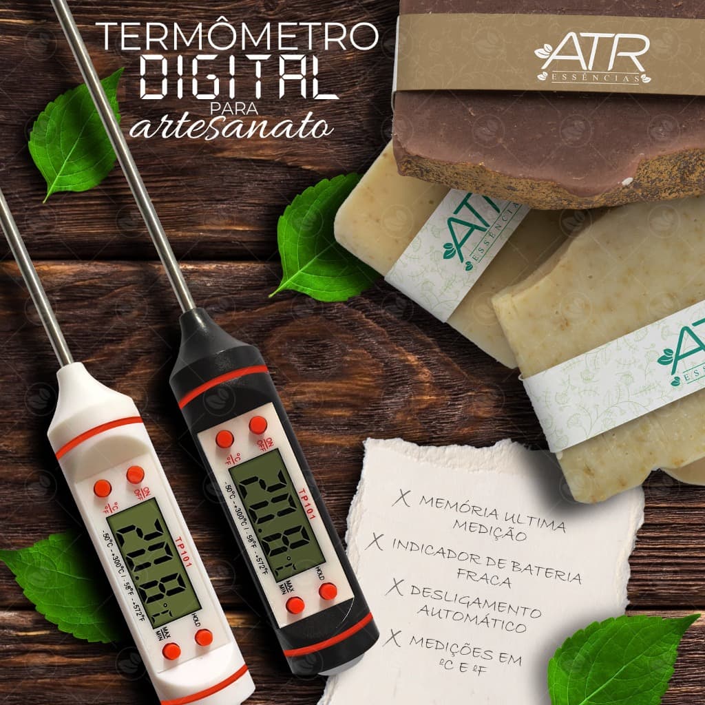 Termômetro Culinário Tipo Espeto Digital Ideal P/ Cozinha Saboaria e Velas Artesanais -50ºC a +300ºC
