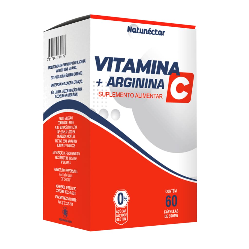 Vitamina C + Arginina 500mg 60 Capsulas - Natunéctar