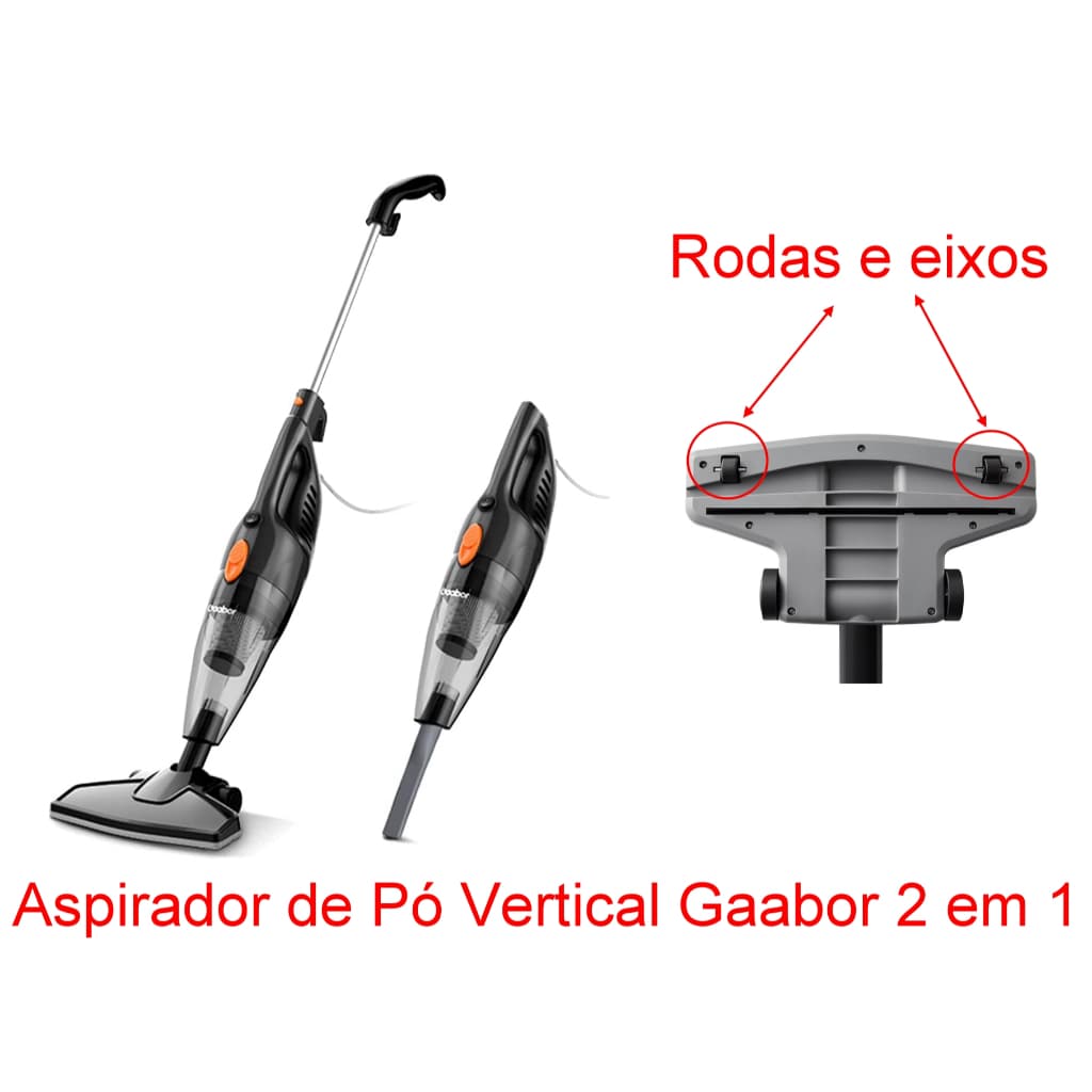 kit reparo Aspirador Portátil Vertical Gaabo r 2 em 1 rodas e eixos dianteiros + rodinho
