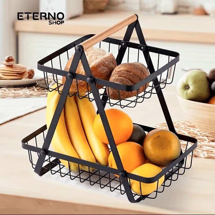 Cesto Metálico Organizador Preto Cozinha Frutas Legumes 2 Andares Multiuso Vários Modelos