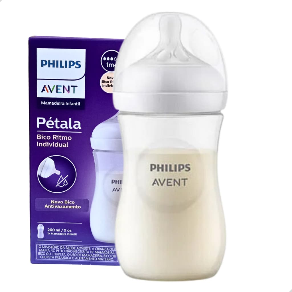 1 Mamadeira Avent Petala Anticólica transparente 260ml Philips Nenem Bebe 3 Mês +