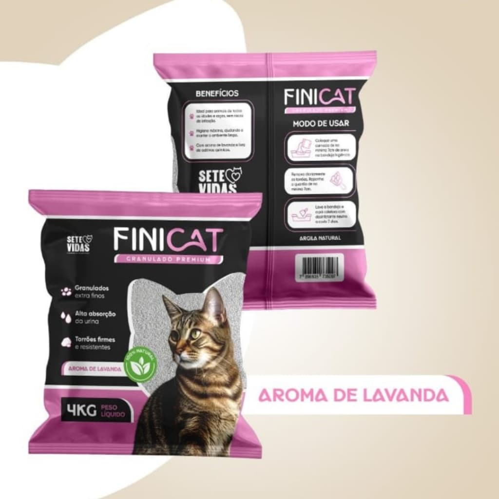 2 Areias Sanitária Higiênica para Gatos Fini Cat Premium Extra Fina 8k