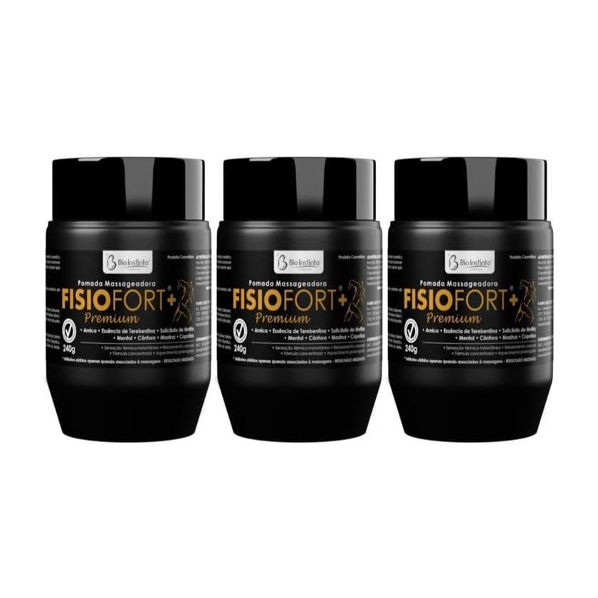 Kit 3 Pomadas Desodorantes Massageadoras Fisiofort+ Premium 240g Relaxante Corporal Alívio Muscular