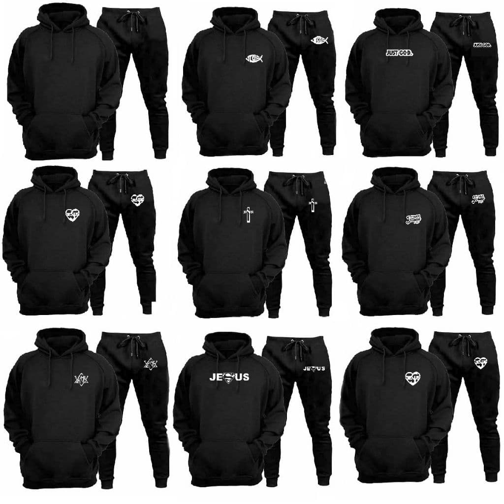 Conjunto Moletom Fe Religião  Unissex Adulto Blusa de Frio e Calça Lançamento