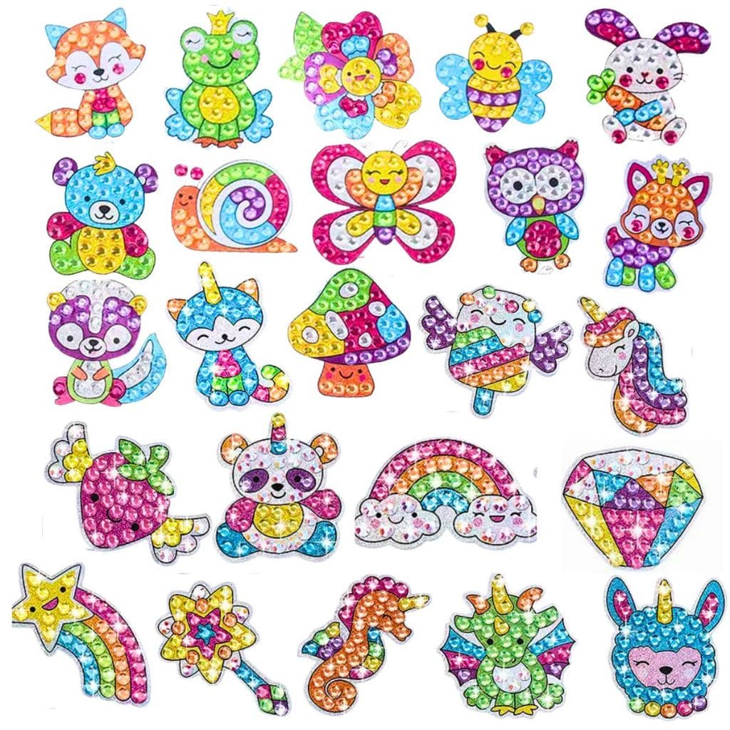 Kit Adesivos Pintura de Diamante 5d DIY Produ Animais Bichinhos Infantil Kit Completo 40 Itens