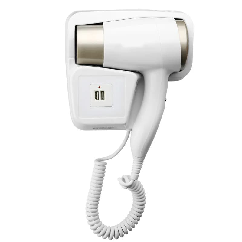 Secador de Cabelo 1300W Com Suporte Parede Usb 110V ou 220V Hotel Profissional