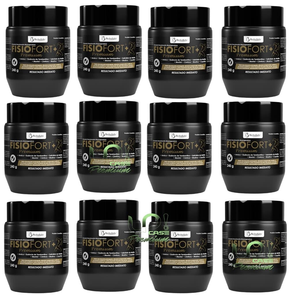 Kit 12 Unidades Pomada Massageadora Fisiofort Premium 240g Bio Instinto