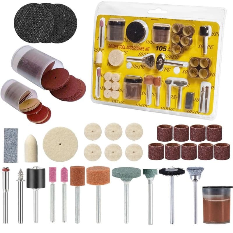 Kit 105 Acessórios Essenciais para Micro Retifica Completo Padrão 15500