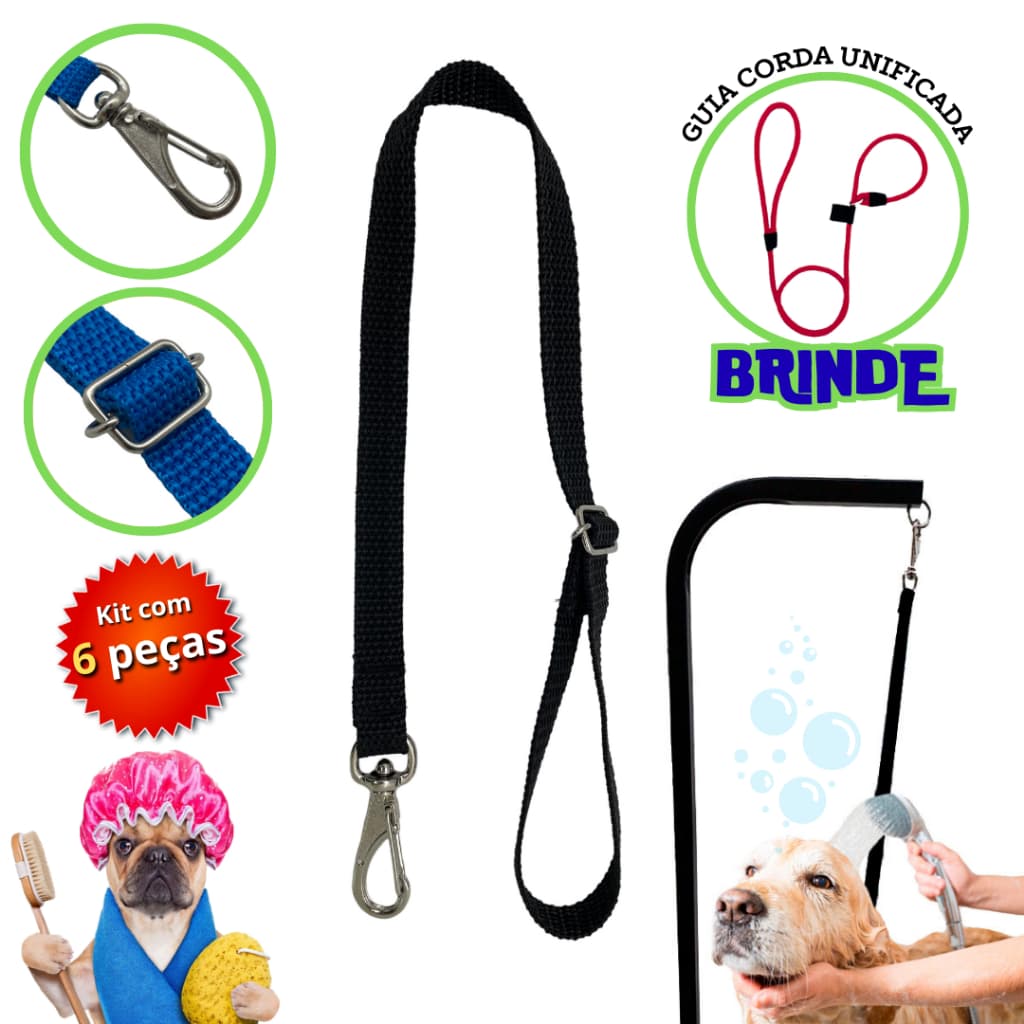 Kit 6 guias contenção banho e tosa cães + brinde
