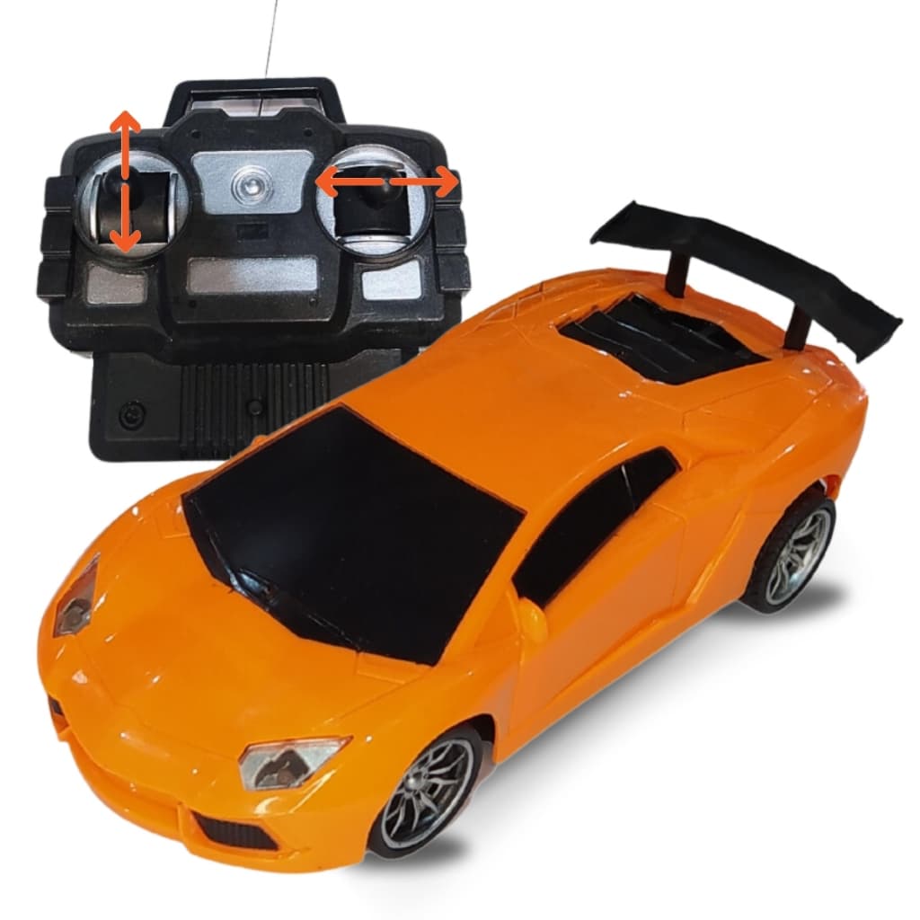 Carrinho de Controle Remoto Estilo Italiano Carro Laranja