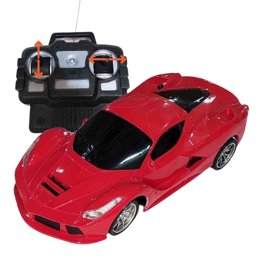 Carrinho de Controle Remoto Carro Veloz Vermelho Escala 1:24