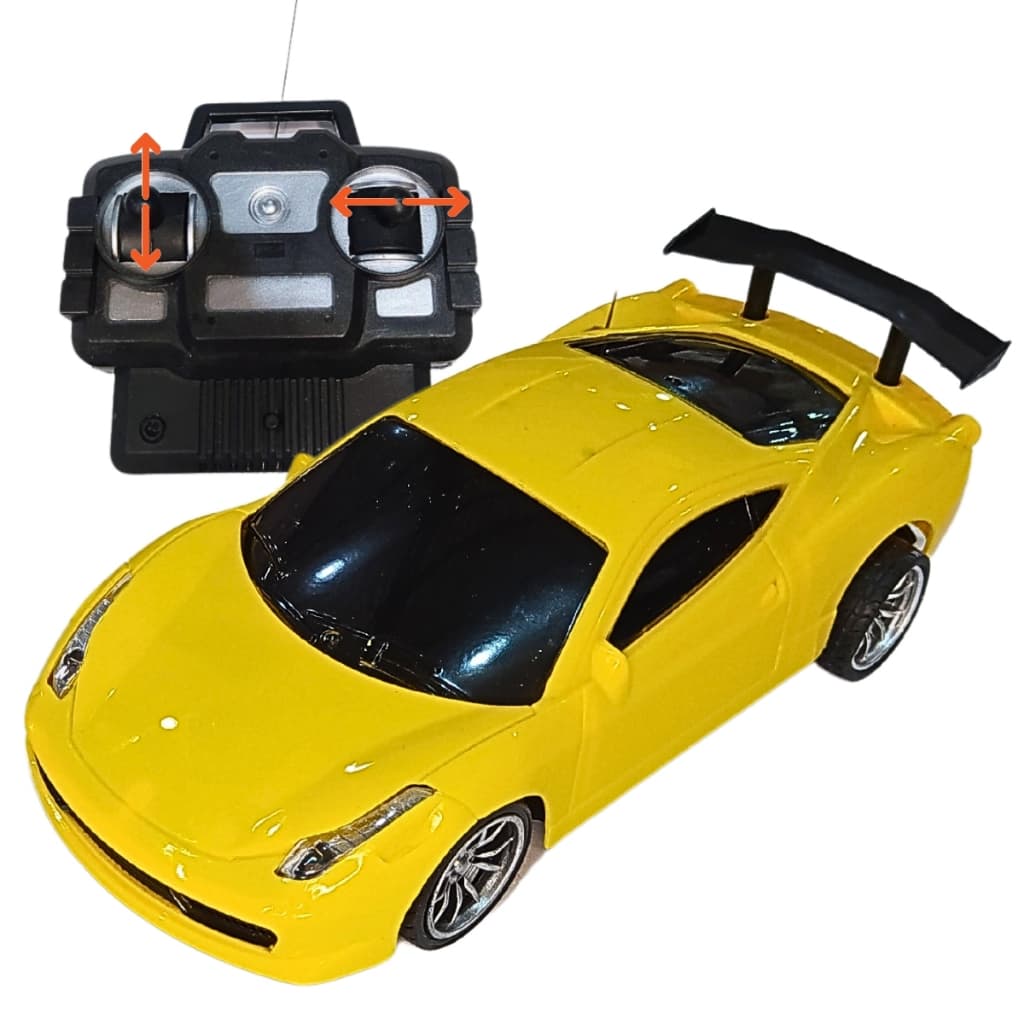 Carrinho de Controle Remoto Estilo Esportivo Carro Amarelo