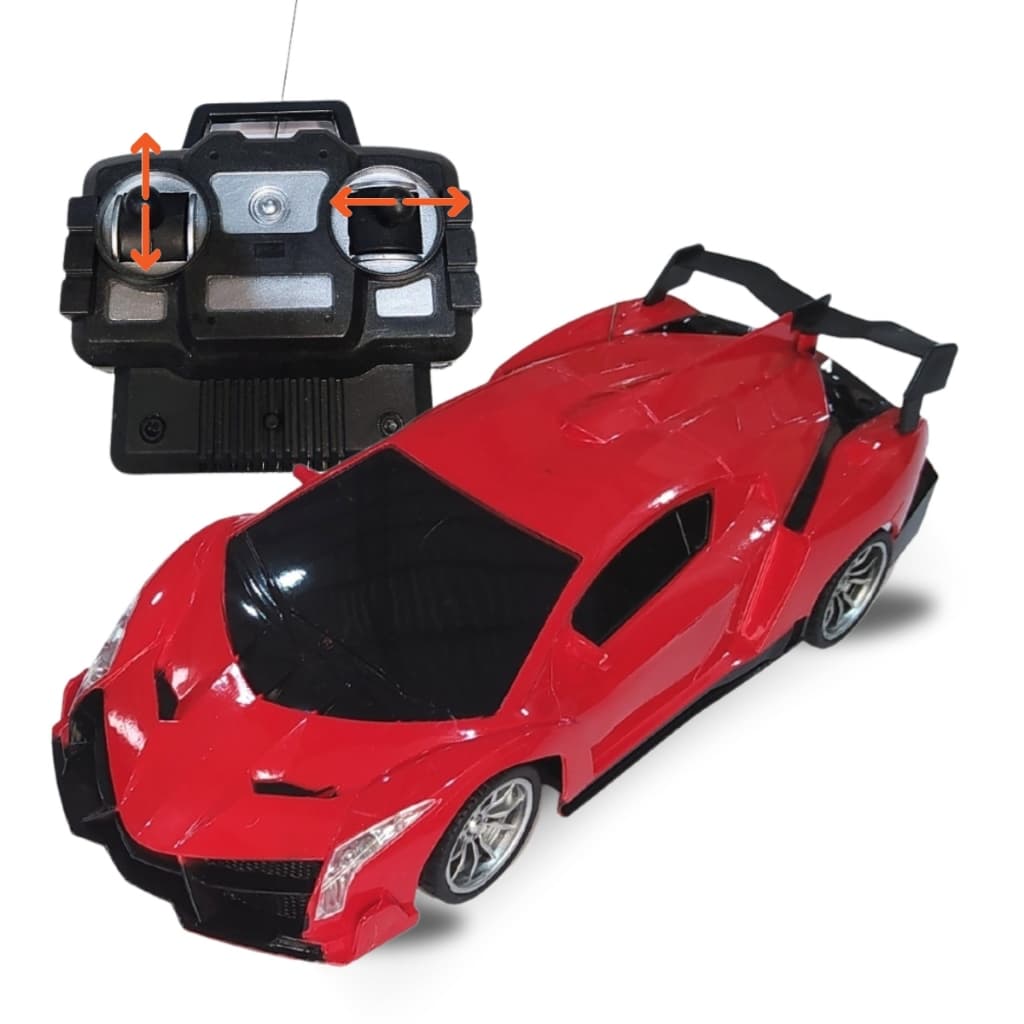 Brinquedo de Menino Carrinho de Controle Remoto Carro Veloz Vermelho Escala 1:24