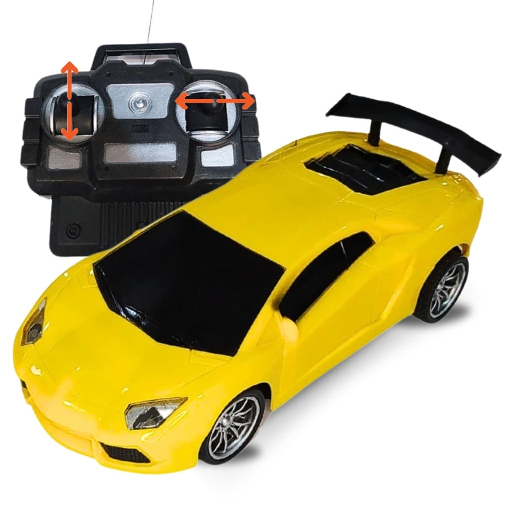 Carrinho de Controle Remoto Estilo Italiano Carro Amarelo