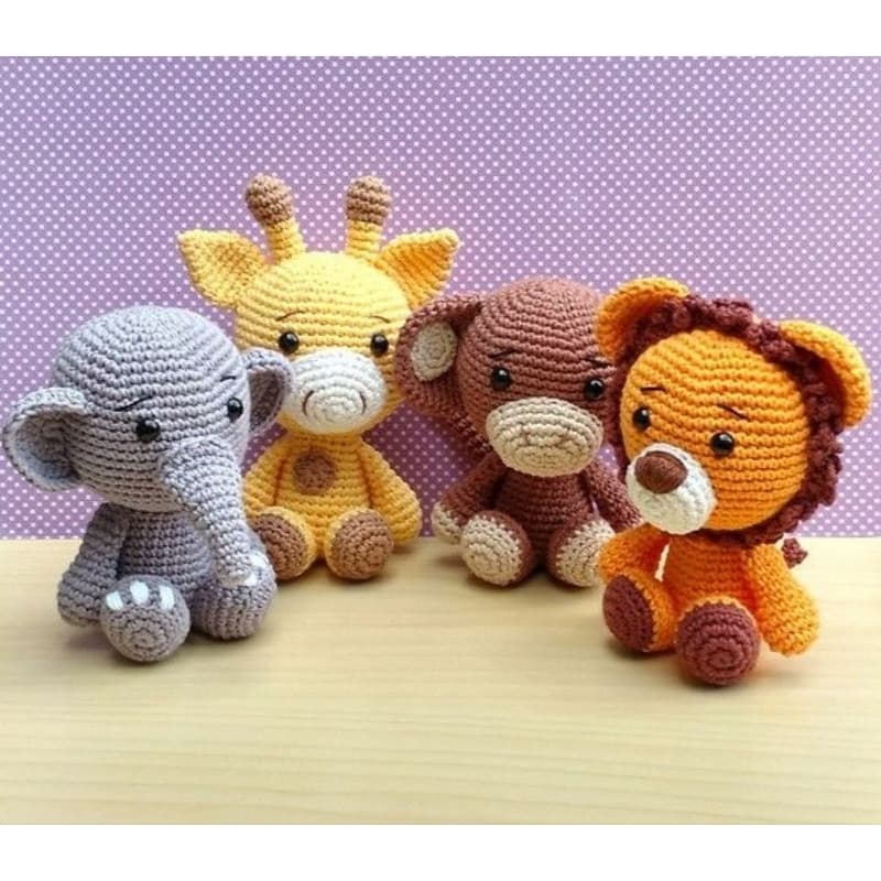 kit safari baby amigurumi croche ( 4 unidades )