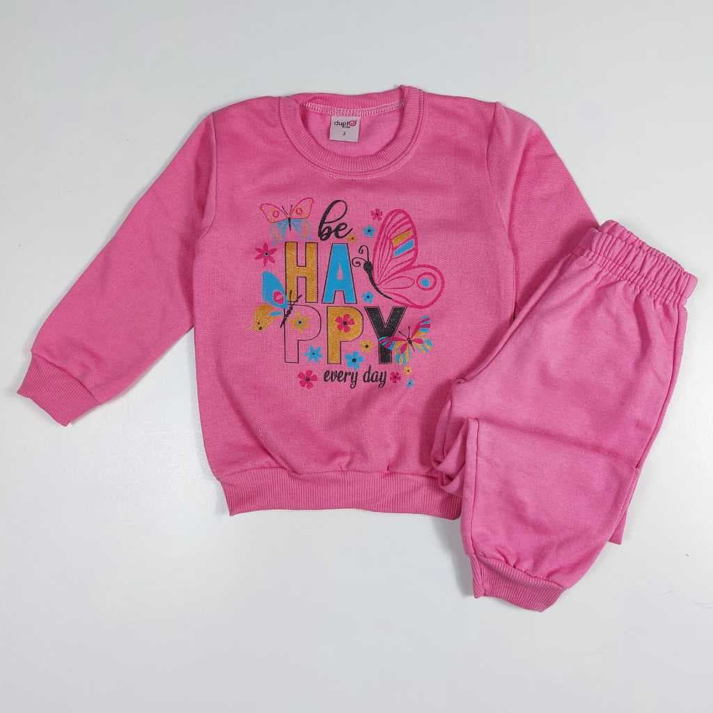 Conjunto Moletom Infantil Feminino Roupa Menina Inverno 2 Peças - 1 casaco e 1 Calça Cores Sortidas.