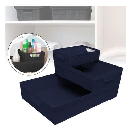 Kit 3 Caixa Organizadora Cozinha, Banheiro, Quarto Cesto Multiuso P/m/g 2l,5.2l,11.5