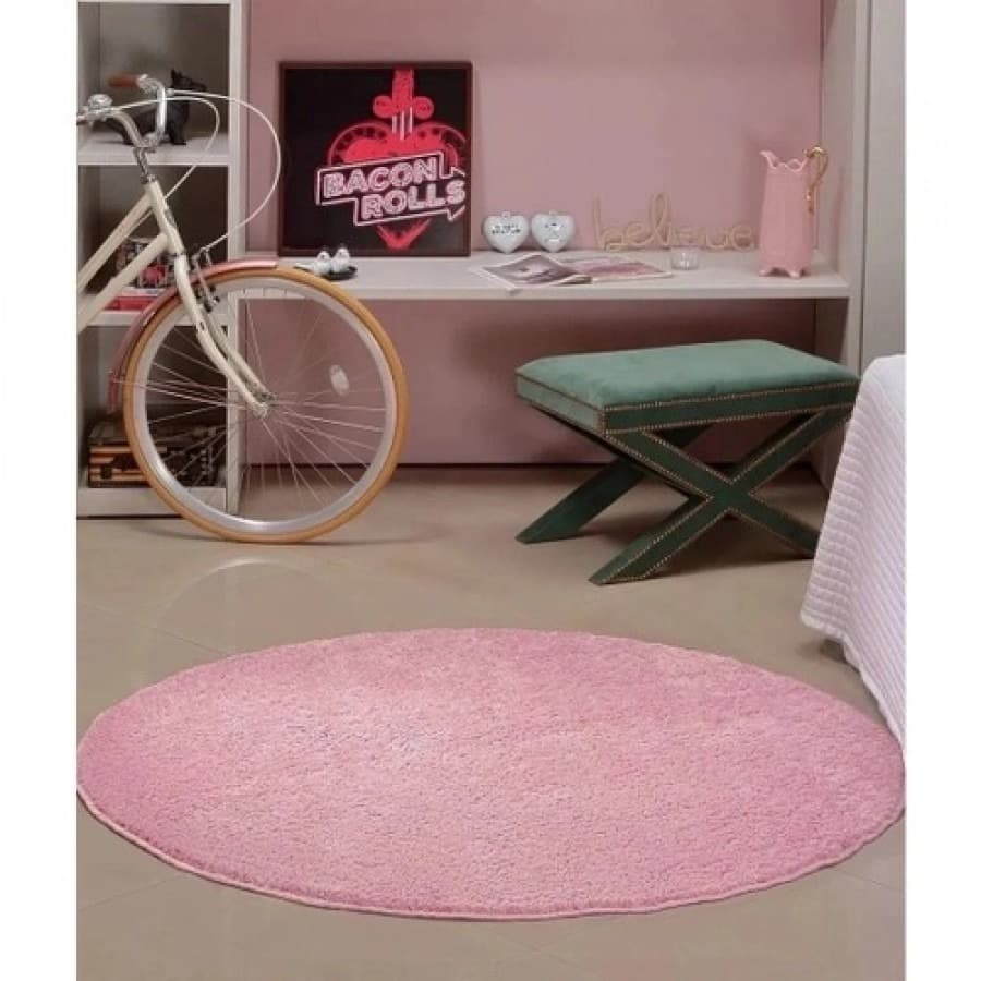 Tapete Redondo Para Sala Quarto Antiderrapante Shaggy Classic 1,00M Redondo Classic Oasis