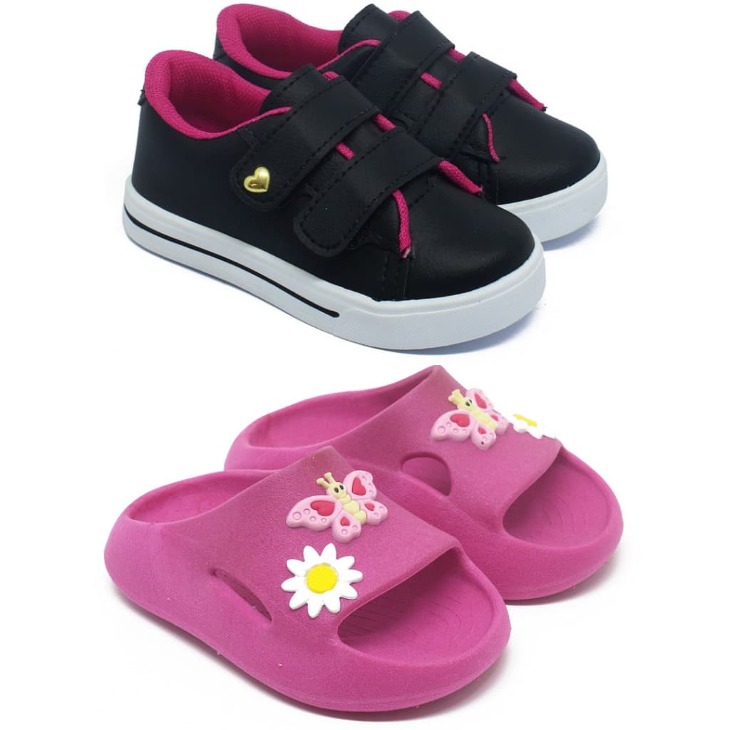 kit 2 tênis infantil menina voltas aulas calçados de menina leve confortável