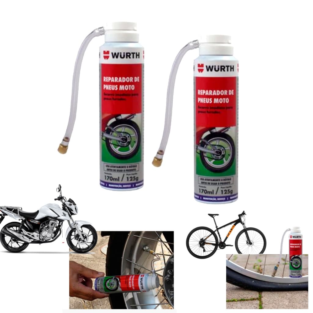 REPARADOR DE PNEU MOTO REMENDO DE PNEU DE MOTO  KIT 2UNI VACINA DE PNEU MOTO WURTH ORIGINAL
