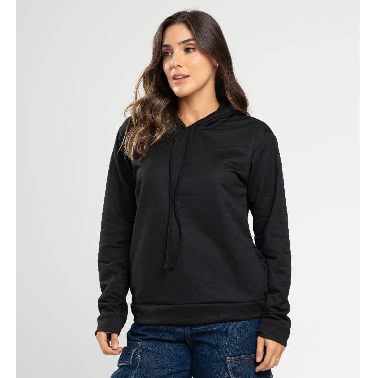 Casaco de Moletinho com Capuz e Bolso de Inverno Feminino e Masculino Blusa de Frio
