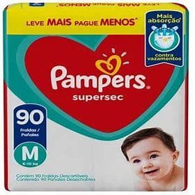 Pampers supersec M 90 unidades
