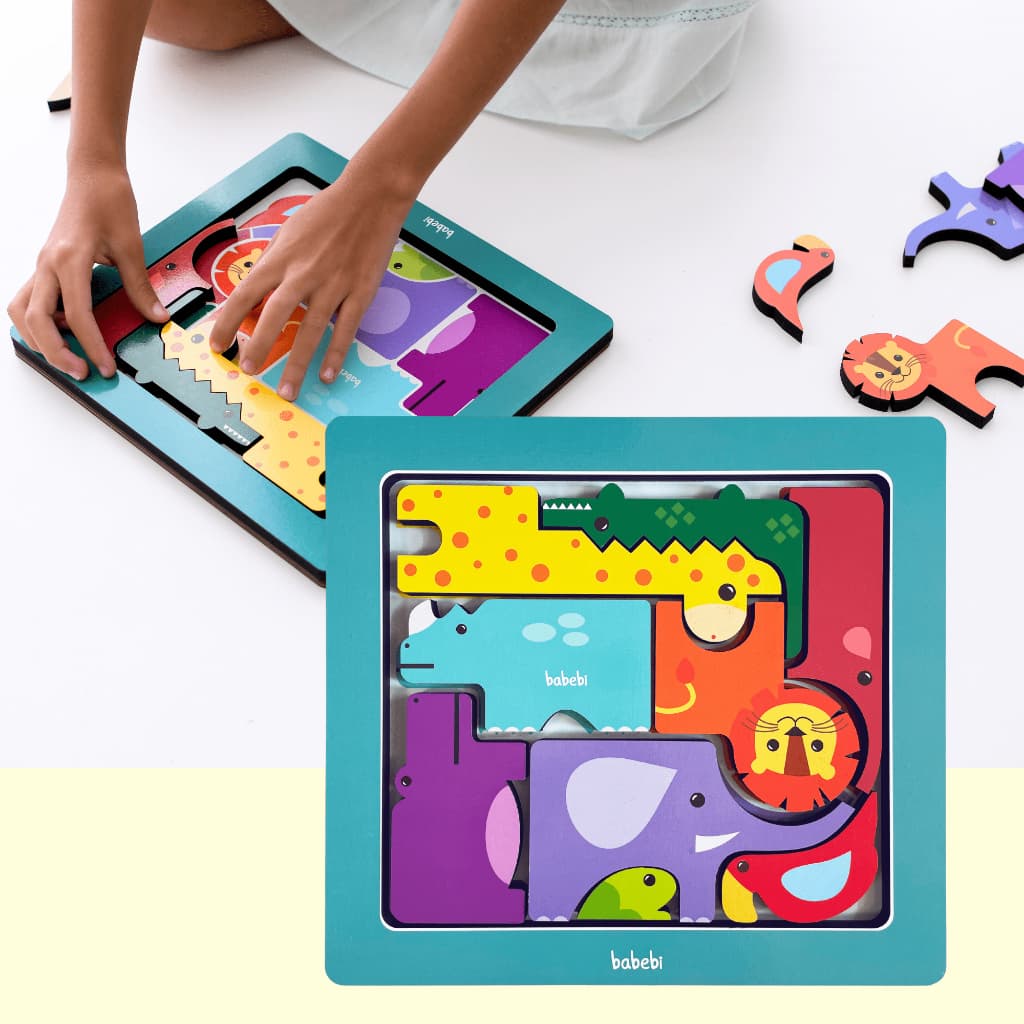 Monte e Empilhe Safari  ORIGINAL Premium - Brinquedo Educativo para Crianças de 3 ou 4 anos - Quebra Cabeça - Brinquedo de Madeira  Brinquedo Terapeutico