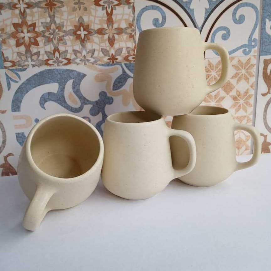 Jogo 6 Xicara Caneca Bojuda 260ml Organica Porcelana Chá Café