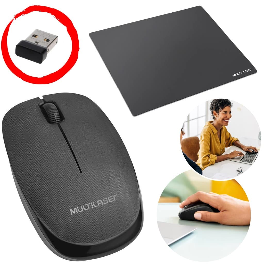 Kit Multilaser Mouse Sem Fio Com Mouse Pad Original Lacrado