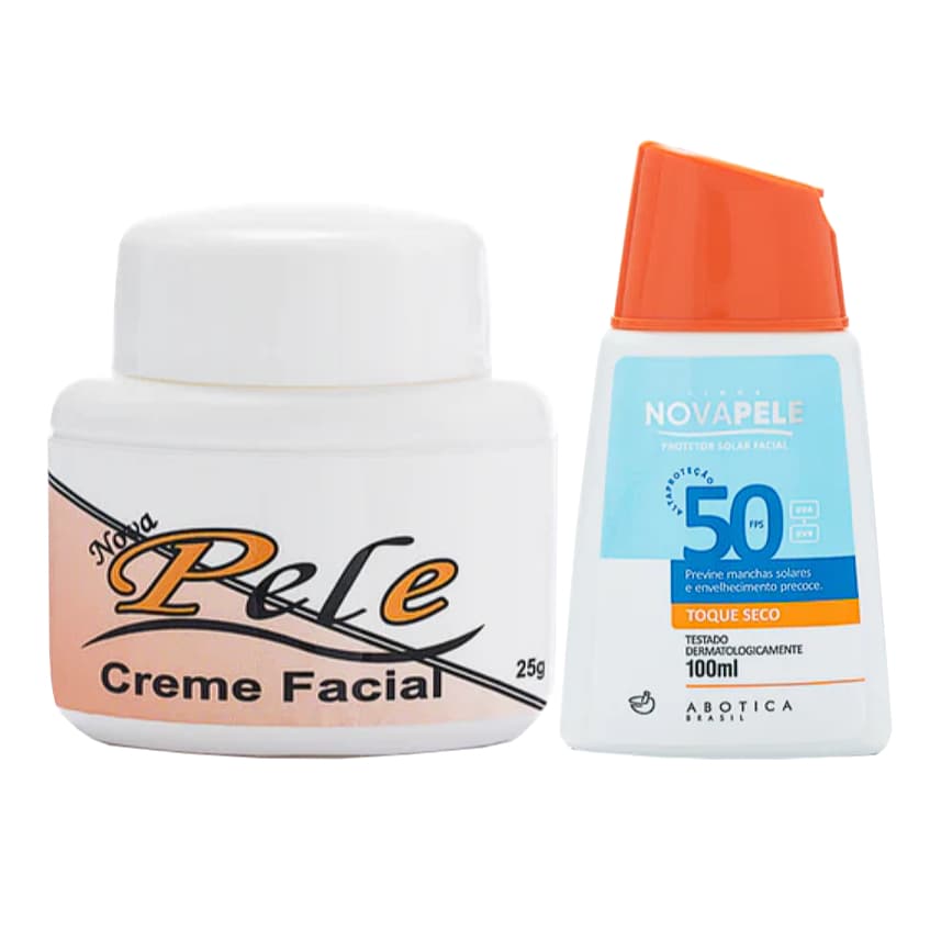 Kit Creme Facial Clareador Nova Pele 25g + Protetor Solar Nova Pele Fps 50 100ml
