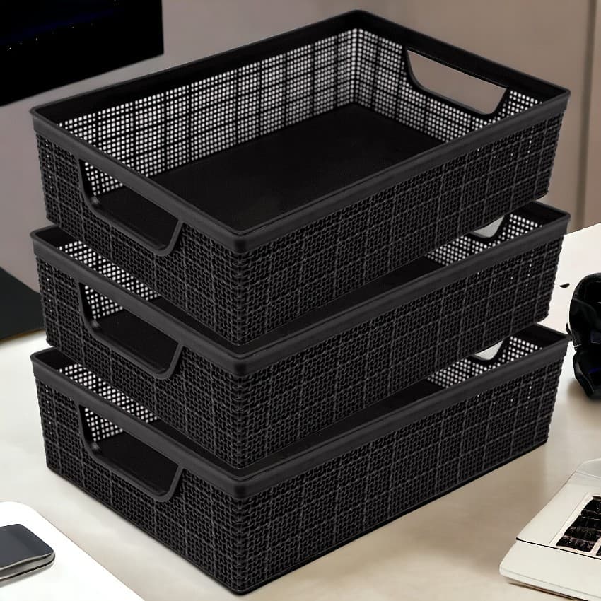 Kit 3 Cesto Organizador de Plástico 11,5 Litros Grande Multiuso Para Banheiro Cozinha