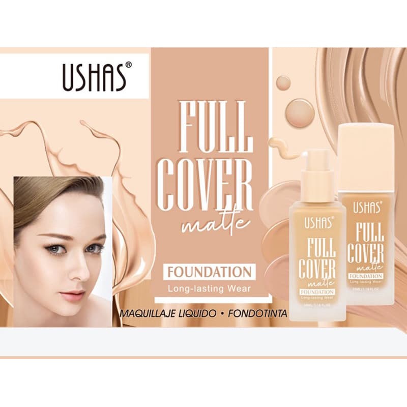 BASE LIQUIDA DE ALTA COBERTURA MATTE E LONGA DURAÇÃO USHAS 35ml HFDY-009 HFDY -008