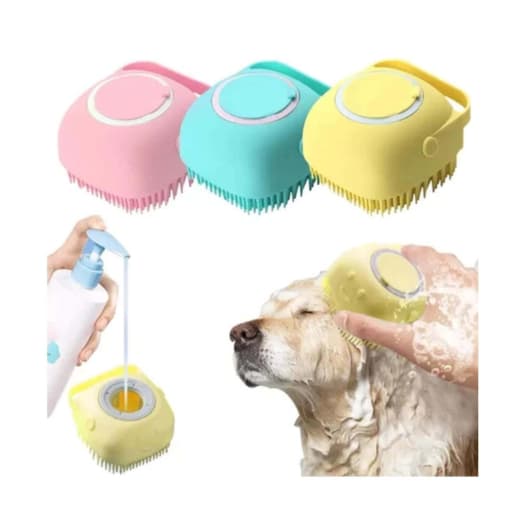 Esponja Para Banho De Silicone Com Dispenser Sabonete Shampoo Escova Pets Crianças Adultos