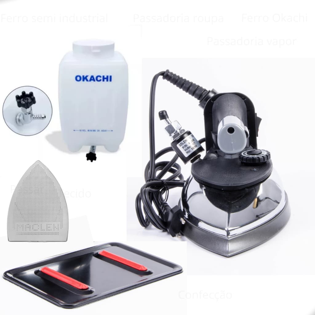 Ferro A Vapor Passar Roupas Industrial Okachi 220v e Sapata