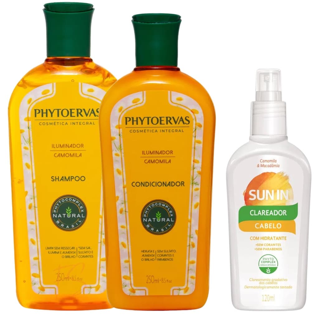 Hytoervas Kit Iluminador Shampoo 250ml + Condicionador 250ml Camomila , Hidratante Clareador