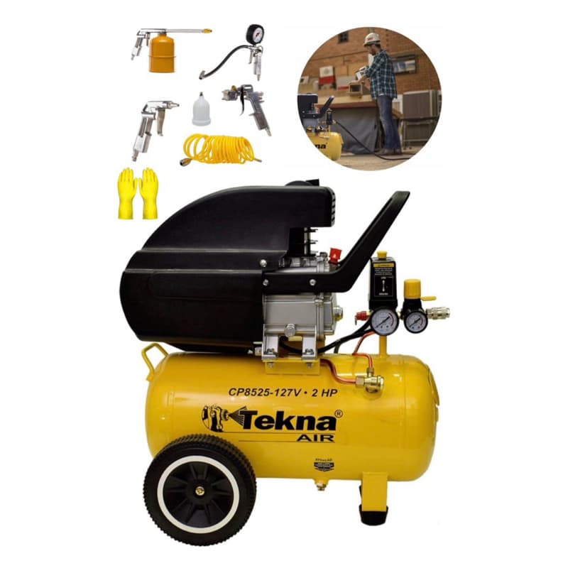 Compressor Ar Direto 20 Litros 2.0hp + Kit Pintura Completo