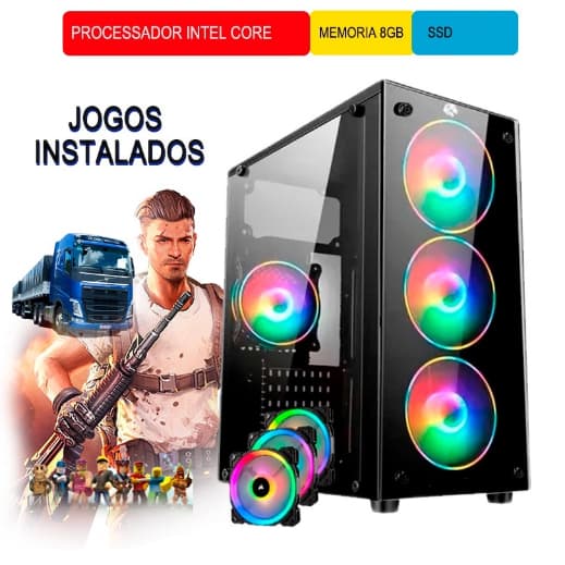 cpu gamer i5 8g ssd128g+hd500g placa d video 1g programas e jogos lol cs gta5-off Roblox Free fire