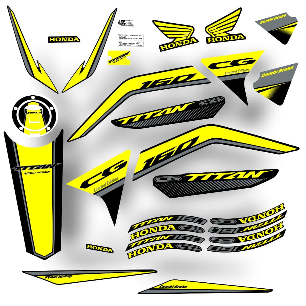 Kit adesivos moto Compatível  Titan 160 2023/24 faixa completo envernizado 29 adesivos para toda moto / opção holografic