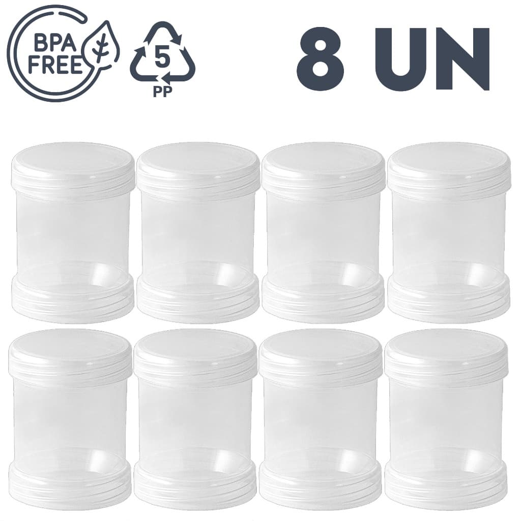 8 Potes 120ml Tampa Rosca Multiuso para cozinha organizar temperos casa potinho decoração BPA FREE - atóxico