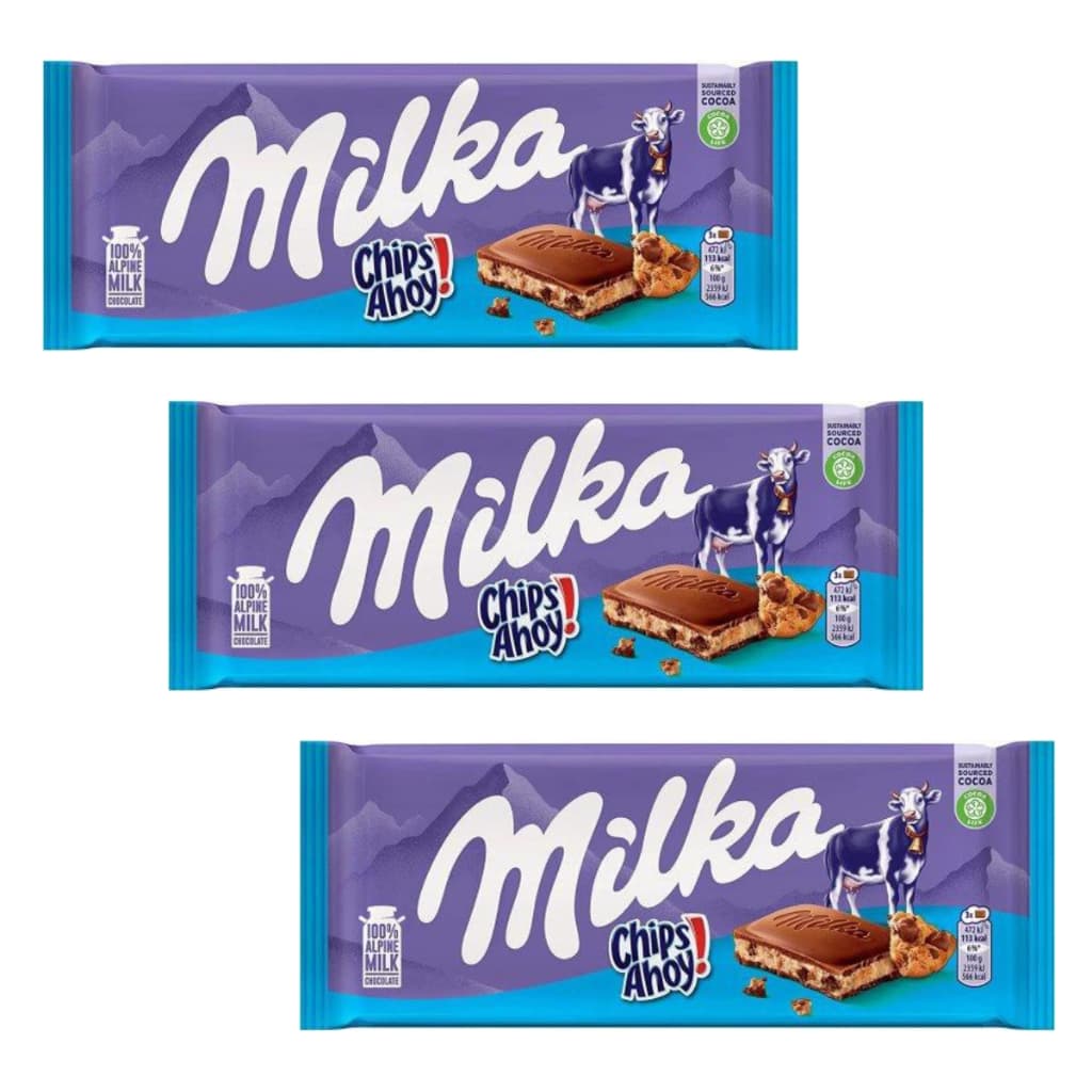 3 Chocolates Importados Da Polônia - Milka Chips Ahoy - 100g