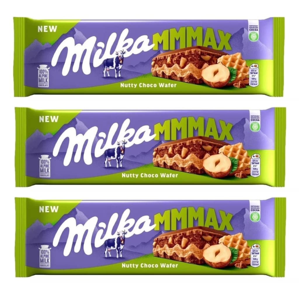 3 Barra Chocolate Milka Nutty Choco Wafer 270g Importado