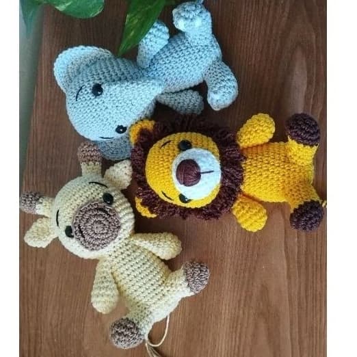kit com 3 bichinhos safari baby em amigurumi crochê (anúncio referente apenas ao tema safari)