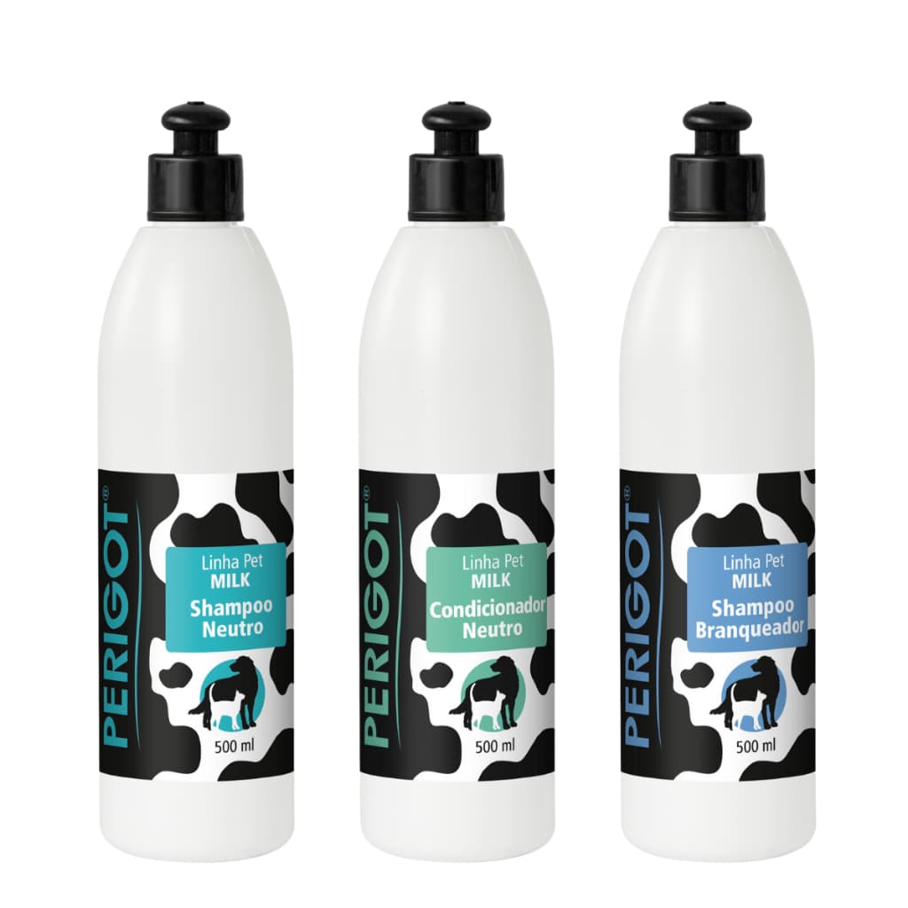Shampoo  Para Cachorro Kit com Condicionador + Shampoo Branqueador Milk Pet Perigot 500ml
