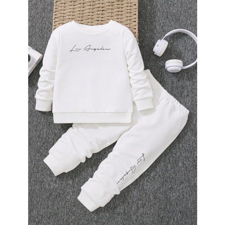 Conjunto Moletom Gola Redonda Los Angeles + Calça De Moletom Minimalista Inverno Premium