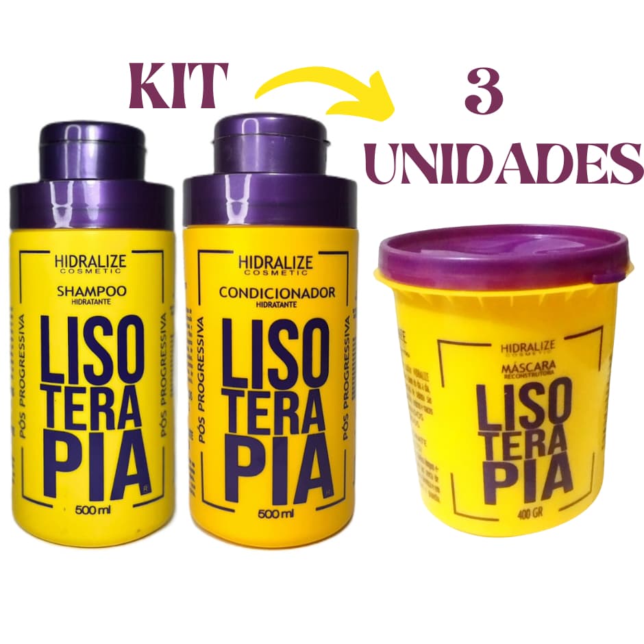 Kit Shampoo e Condicionador Hidratante Pós Progressiva Lisoterapia + Máscara Reconstrução Sos
