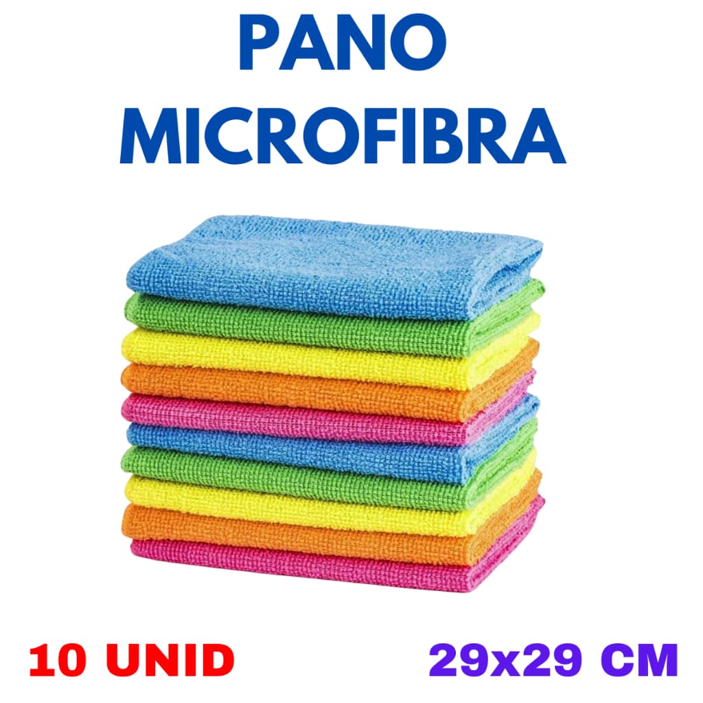 Kit 10 Pano Microfibra Limpeza Vidros Secagem Carro Automotivo