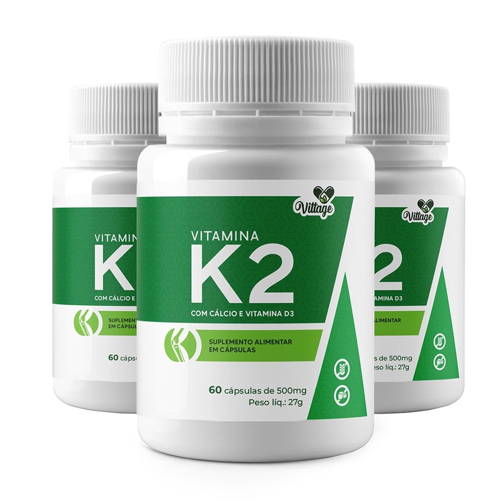 3X  Vitamina K2 Mk7 Cálcio + vitamina D3 Menaquinona-7 VITTAGE