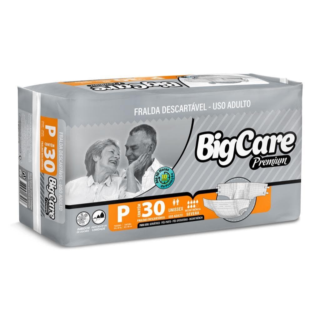 Fralda Geriátrica BigCare Premium Tamanhos P M G XG Incontinência Severa Noturna Alta Absorção