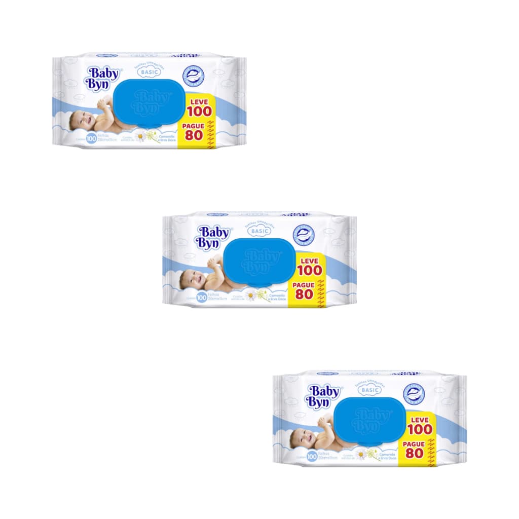 Toalha Umedecida Baby Byn Basic 300fls (3undX100und)