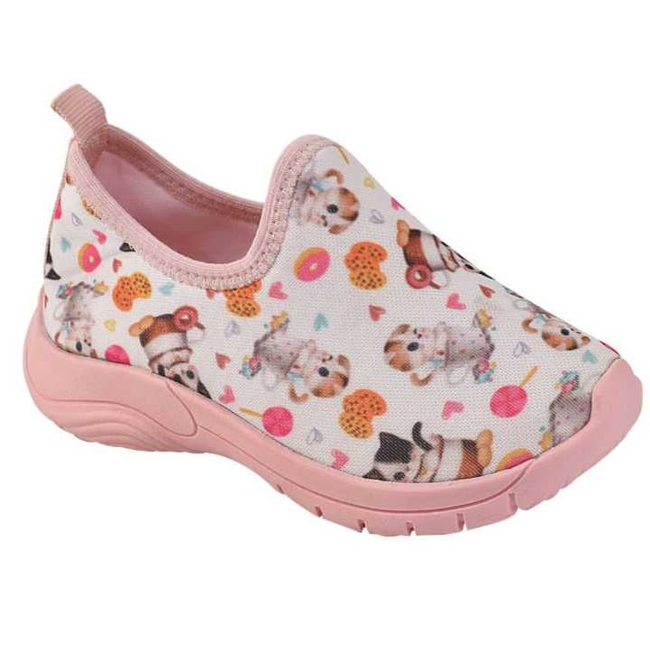 Tênis Calce Fácil Moda Infantil Menina Gatinho Escolar Confortável Casual 101